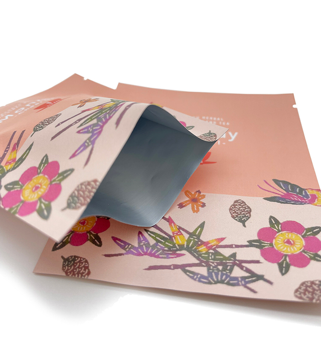 Bolsa con sello de 3 lados, bolsita de té impresa personalizada, embalaje de bolsita de té de papel de aluminio con sellado térmico de tres lados