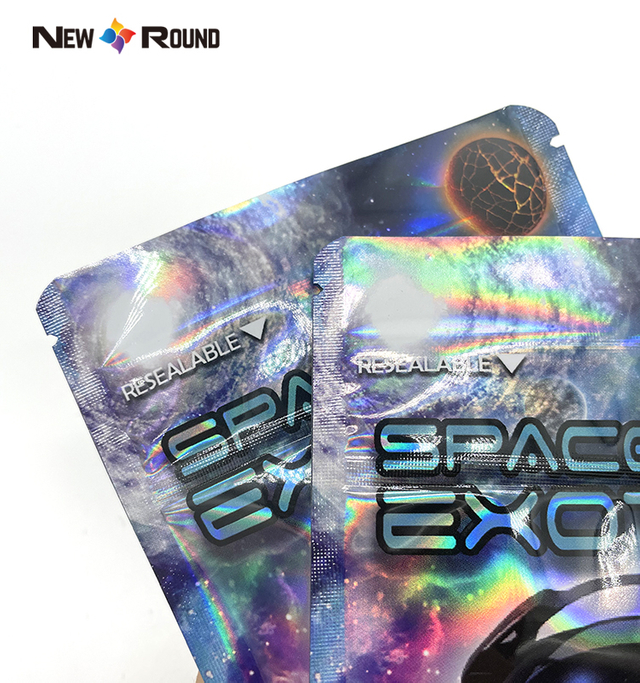 Bolsas de Mylar con holograma y gomitas de caramelo holográficas, con cierre hermético, a prueba de olores, a prueba de olores, con impresión personalizada, suave al tacto