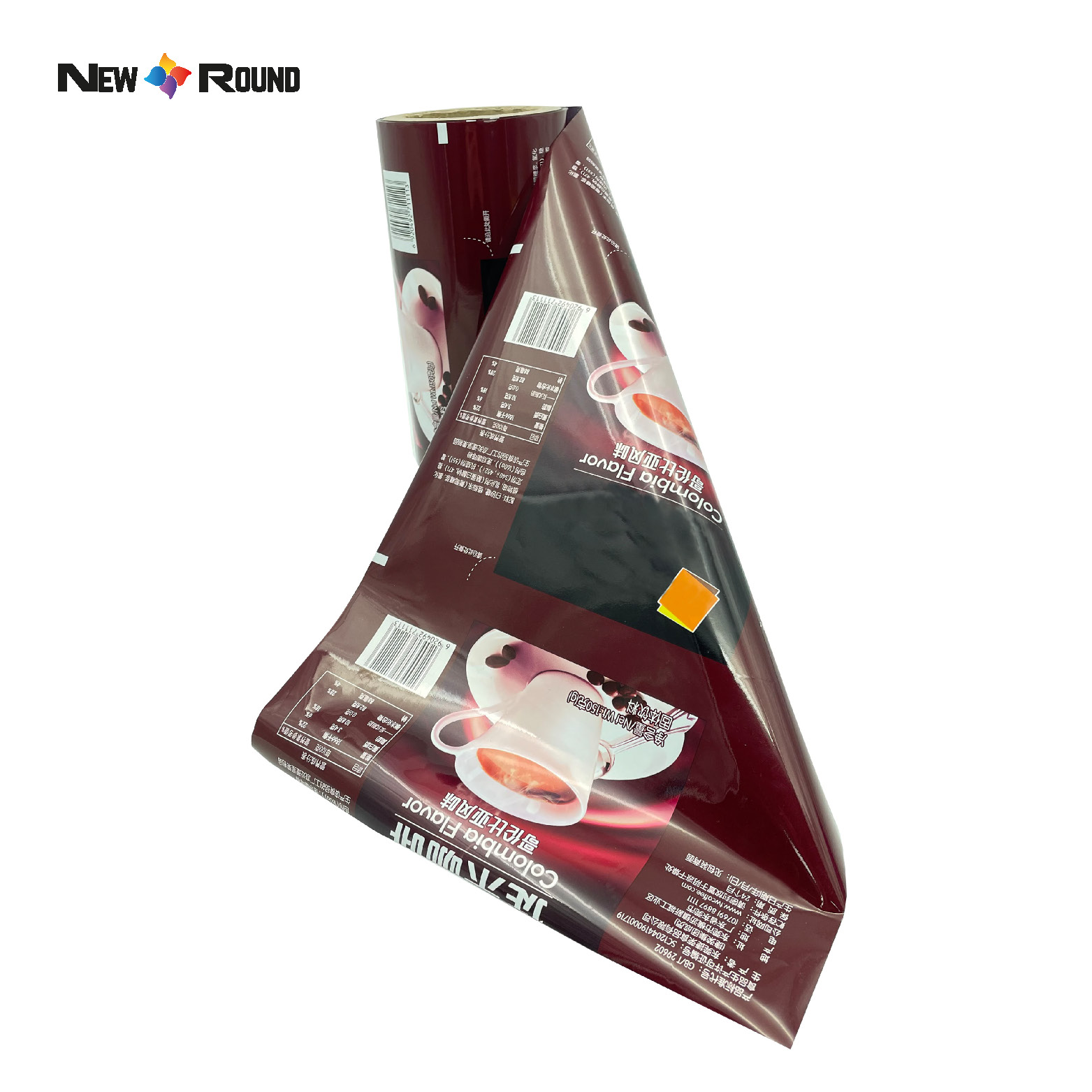 Película de envasado de alimentos de papel de aluminio impresa personalizada/rollo de película de embalaje de bolsita laminada de plástico para refrigerio