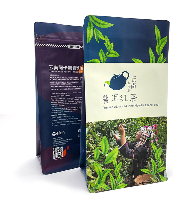 Bolso de empaquetado plástico Ziplock del té de la categoría alimenticia de la bolsa de la parte inferior plana de la hoja de la impresora de Digitaces de encargo