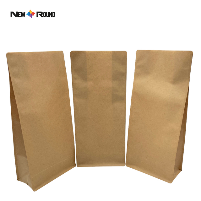 Bolsa impresa de embalaje biodegradable, compostable, resellable, biodegradable, PLA, bolsa de café con logotipo de papel Kraft personalizado