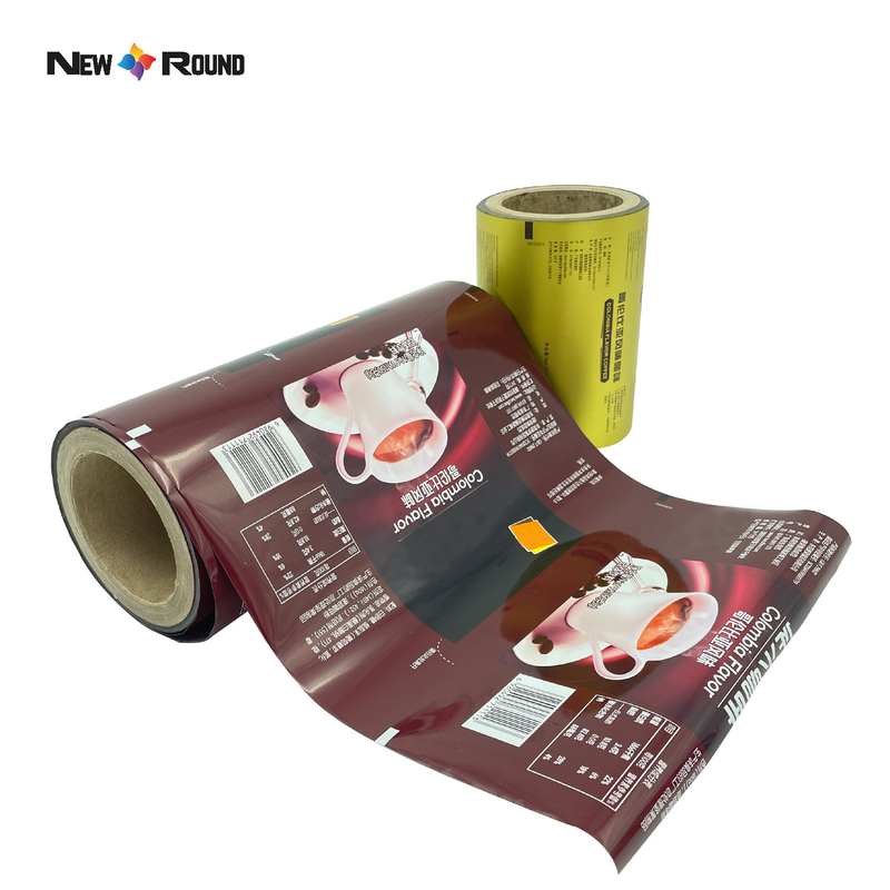 Película de envasado de alimentos de papel de aluminio impresa personalizada/rollo de película de embalaje de bolsita laminada de plástico para refrigerio