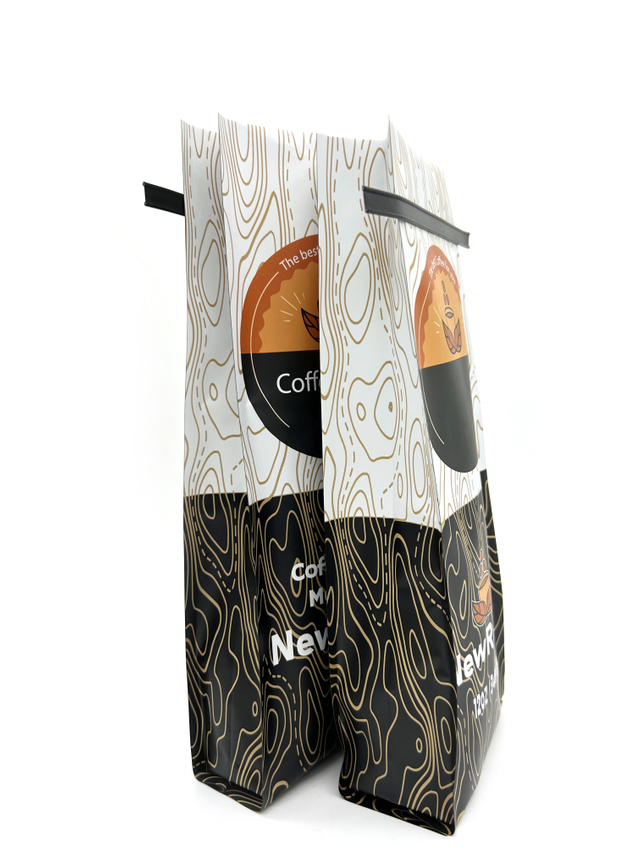 Empaquetado del té de la bolsa del café molido del grano del bolso del escudete de la parte inferior plana de la cremallera del escudete con el lazo de la lata