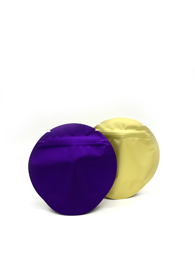 Impresión personalizada 5x5 pulgadas Bolsa de envasado de alimentos troquelada A prueba de olores Levántese Bolsa de forma redonda Bolsas de plástico con cremallera Mylar