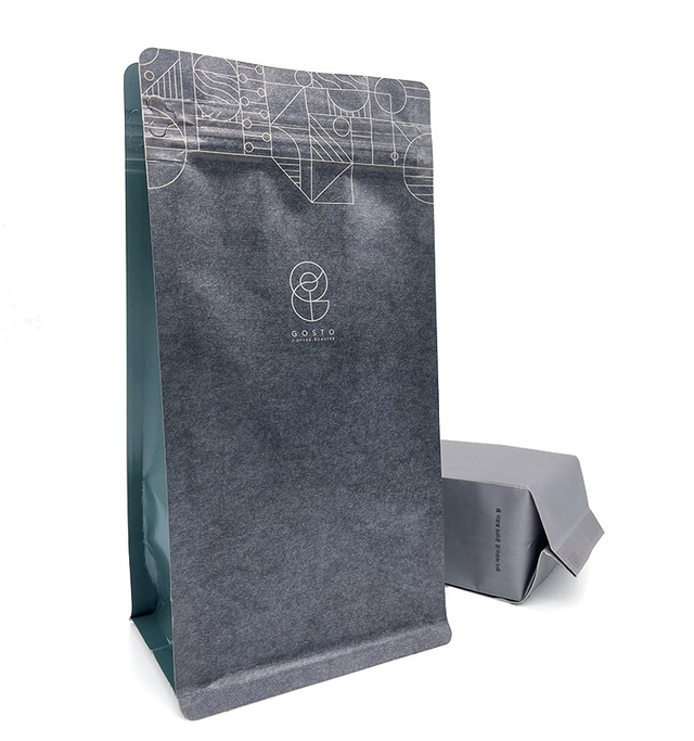 Bolsa de café asequible de calidad al por mayor con válvula de bolsas de granos de café con refuerzo lateral de papel de aluminio