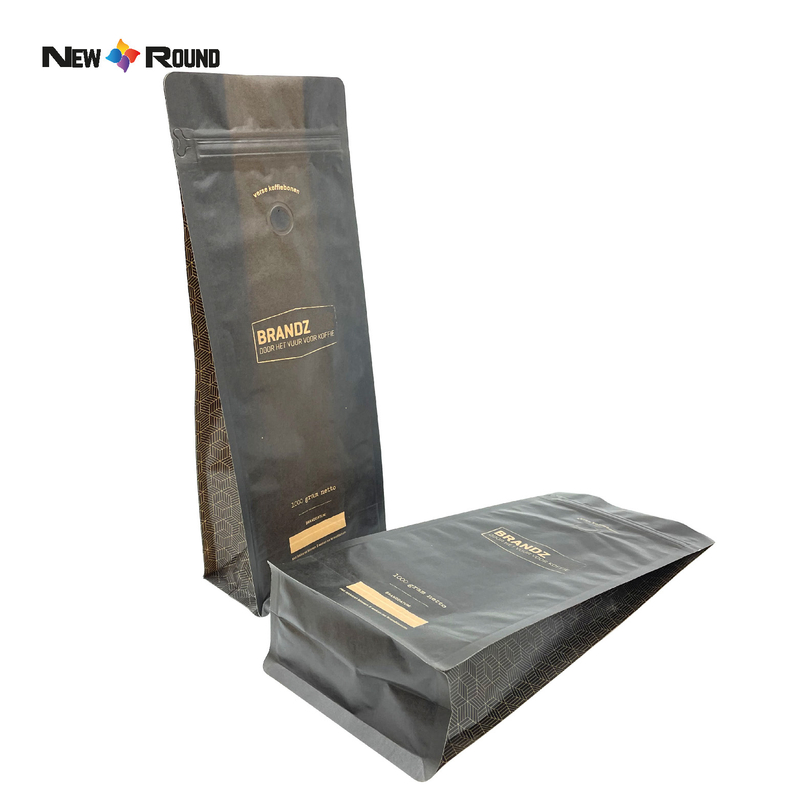 Bolsas de café de fondo plano en polvo de café con impresión personalizada con mangas