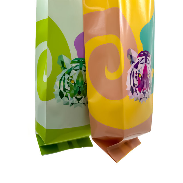  Bolsas de embalaje de granos de café de papel de aluminio de plástico con sello cuádruple lateral personalizado con válvula