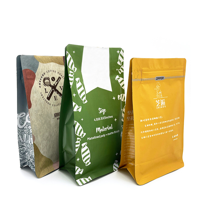 Cremallera resellable de la bolsa de empaquetado del grano de café de la parte inferior plana de la impresión personalizada de la fábrica de China