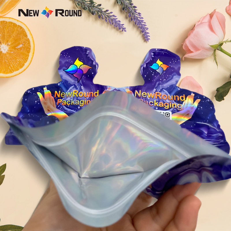 Bolsas mylar de mylar de cierre de troquel holográfico de mada holográfica de color oleano