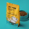 Bolso de comida para mascotas de fondo plano