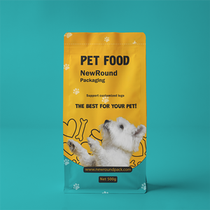 Bolso de comida para mascotas de fondo plano
