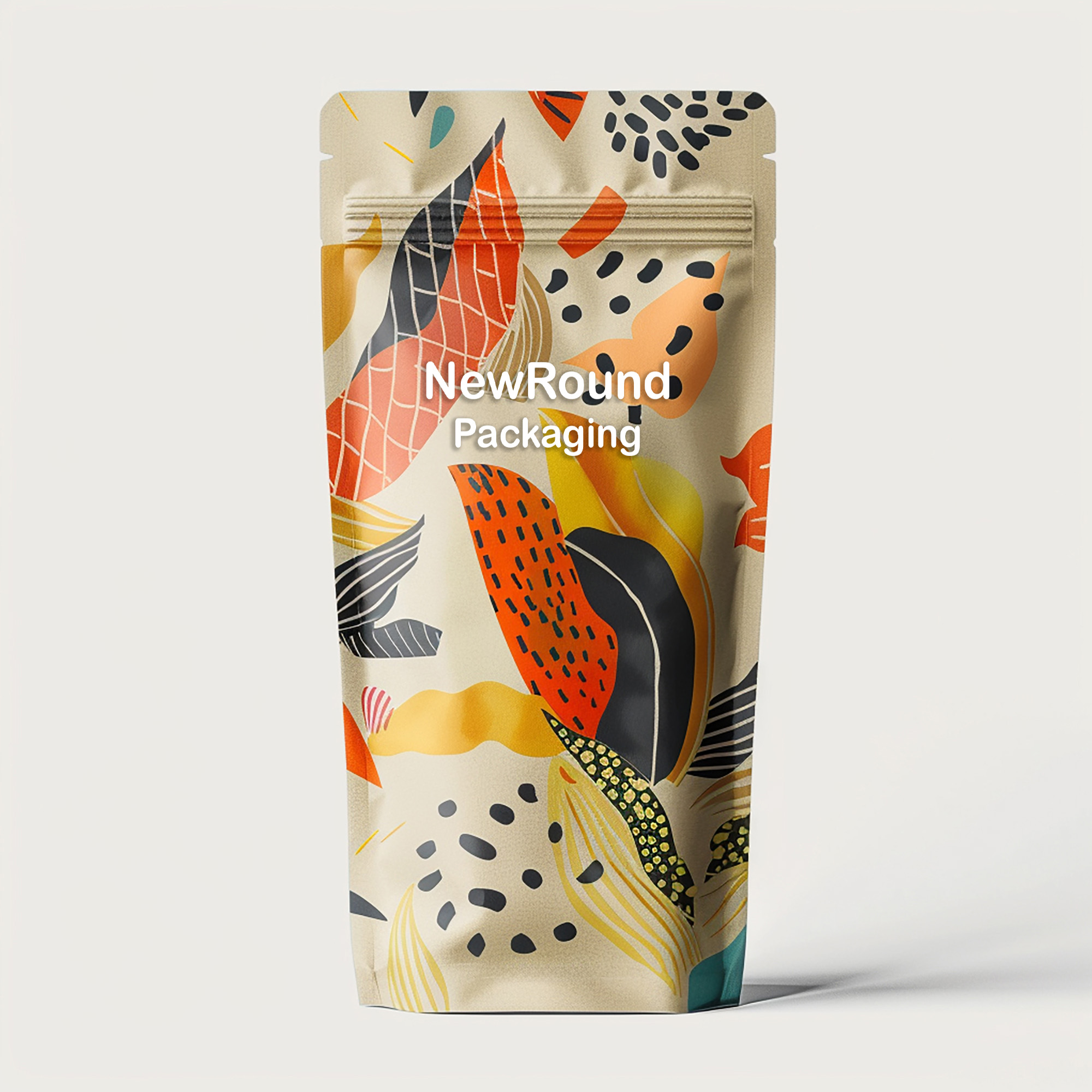 Diseño de empaque de bolsa de pie.