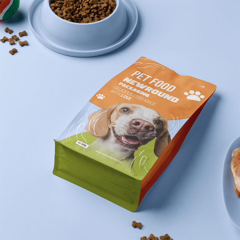 Bolsas de comida para perros de fondo plano 100% reciclable