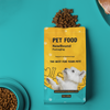 Bolso de comida para mascotas de fondo plano
