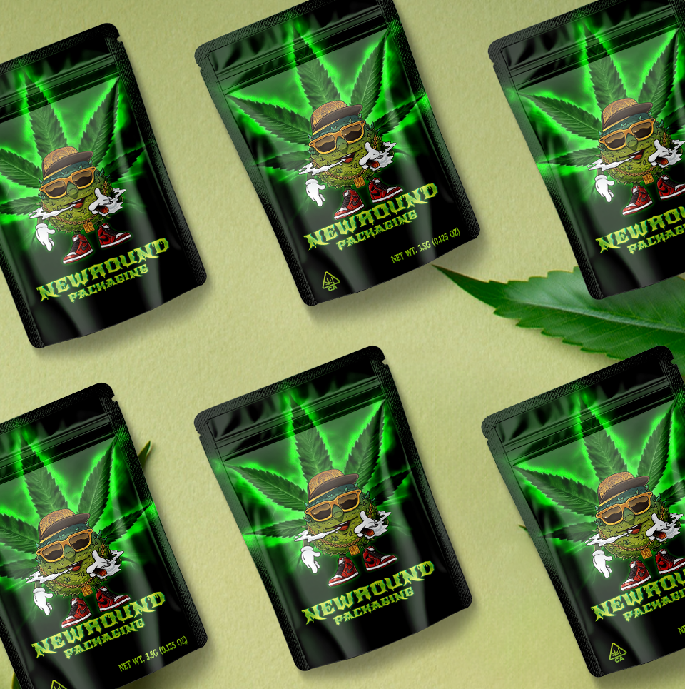 Bolsa de marihuana de bloqueo de cremallera de pie.