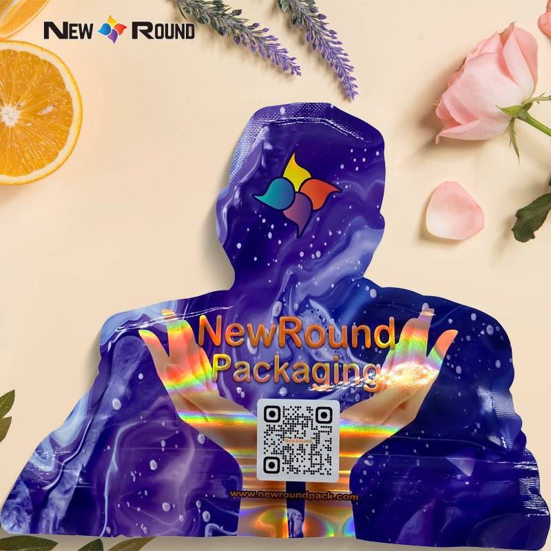 Bolsas mylar de mylar de cierre de troquel holográfico de mada holográfica de color oleano