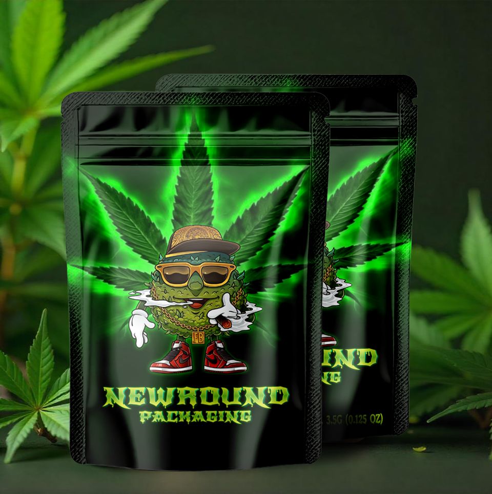 Bolsa de marihuana de bloqueo de cremallera de pie.