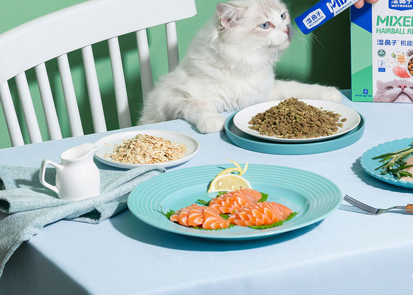 Bolsas de comida de gato de fondo plano con cremallera resellable