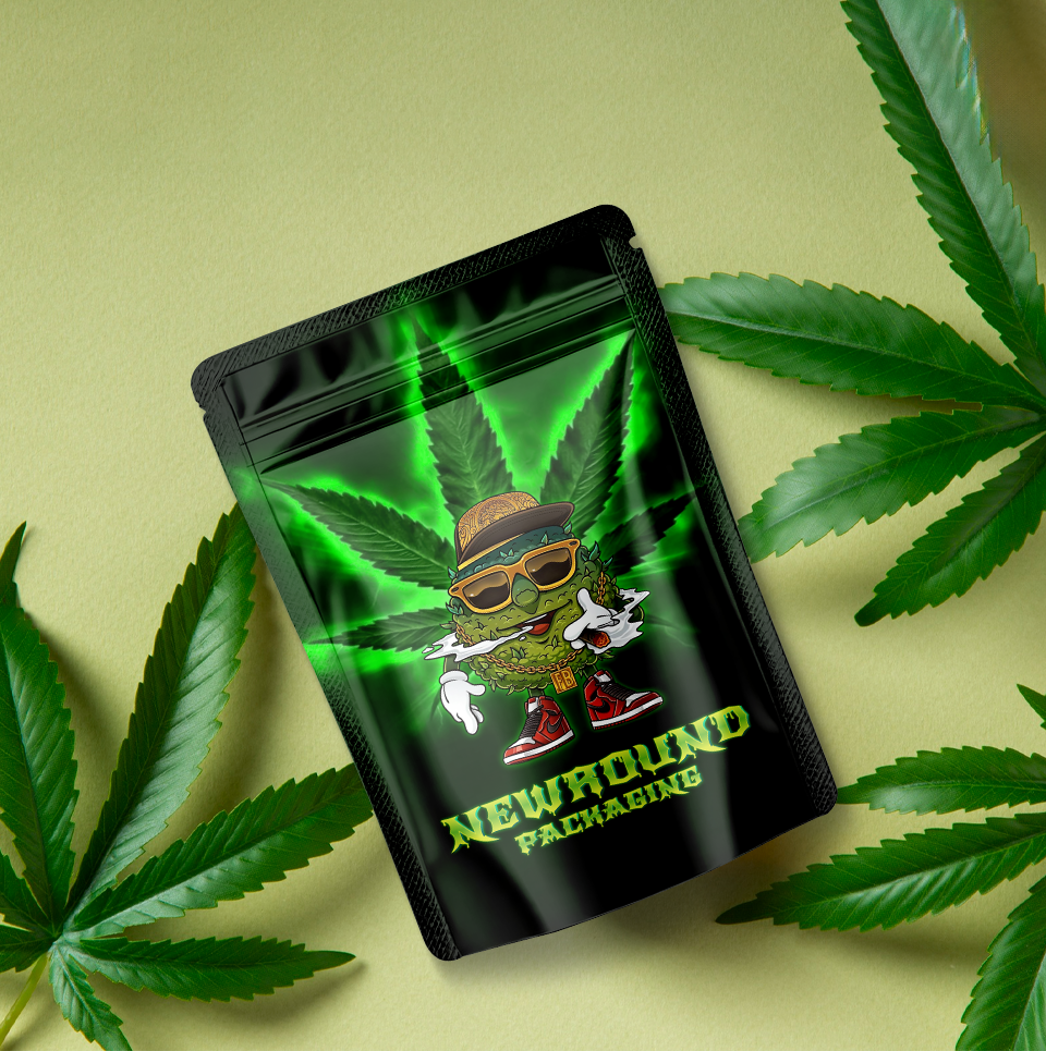 Bolsa de marihuana de bloqueo de cremallera de pie.