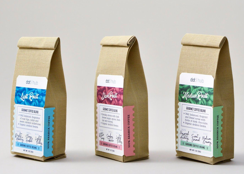 Bolsas de regalo compostables para café especializado y bocadillos gourmet
