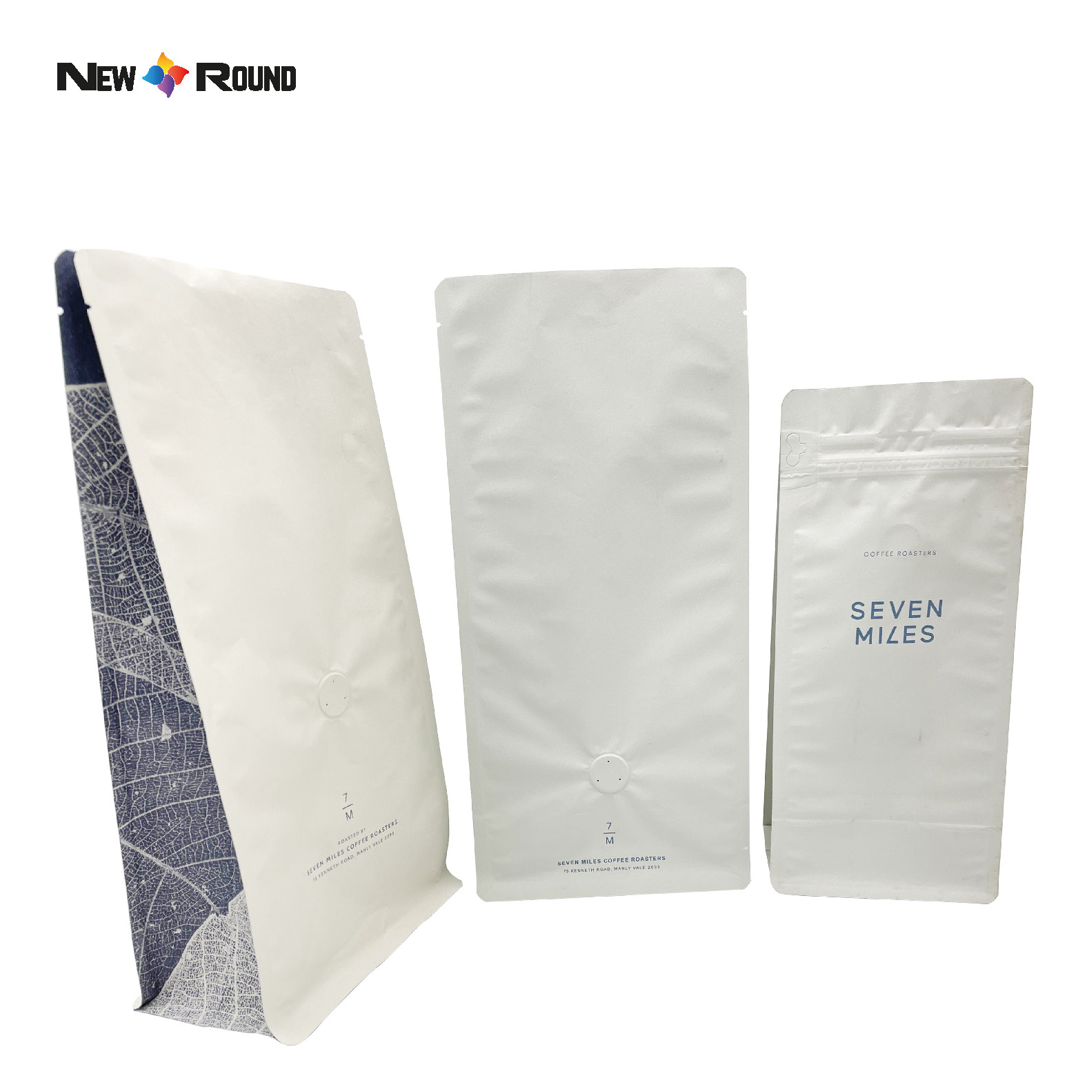 Bolsas de café de fondo plano en polvo de café con impresión personalizada con mangas