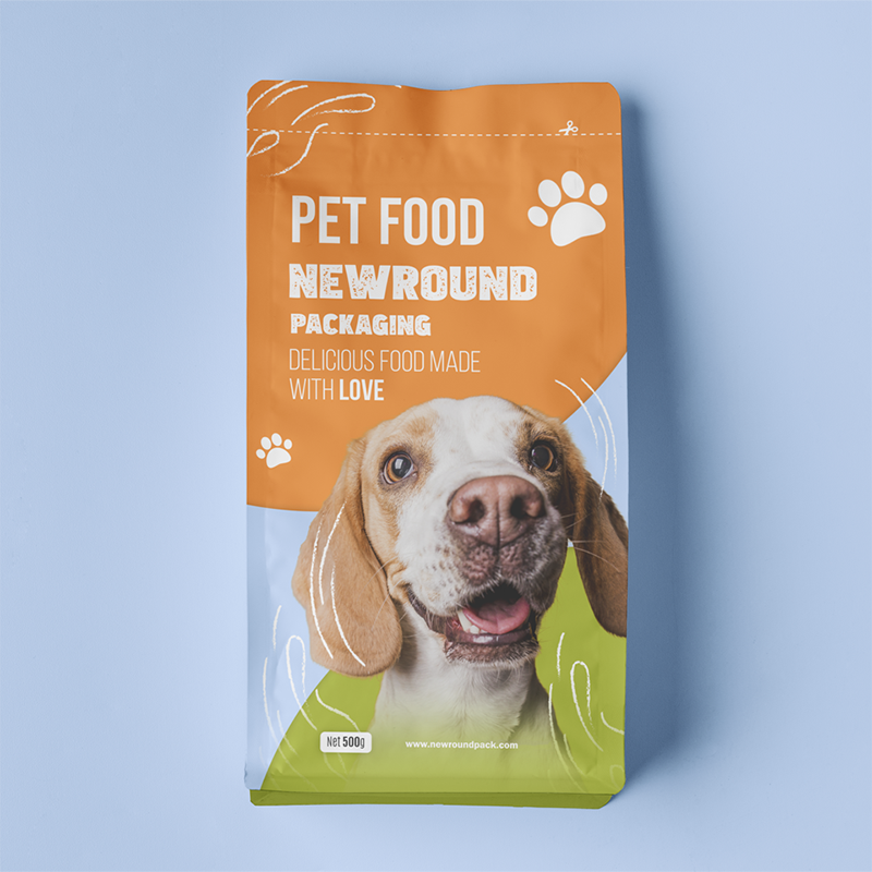 Bolsas de comida para perros de fondo plano 100% reciclable