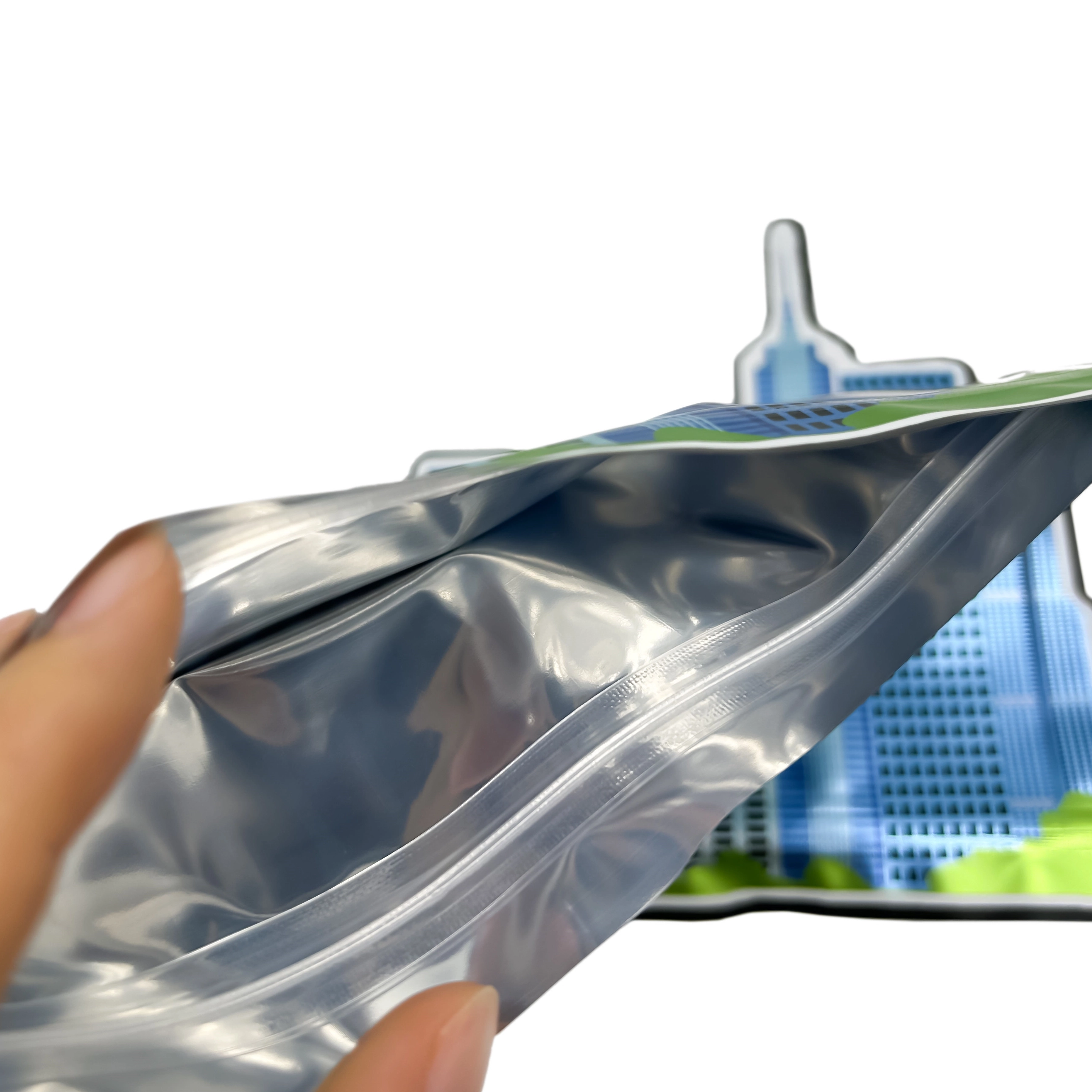 Embalaje en forma troquelada Ziplock irregular 3,5 Impresión de logotipo a prueba de olores Diseño personalizado Bolsas Mylar troqueladas